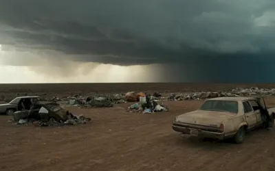 Un paisaje desolado y estéril con sólo unos pocos restos de la civilización