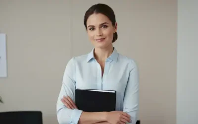 Una mujer con un atuendo profesional