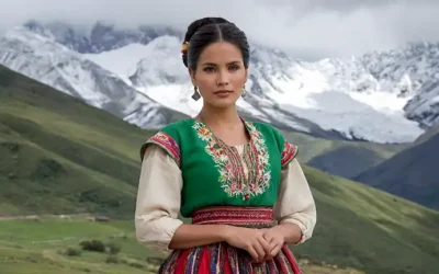 Una mujer andina peruana se mantiene alta