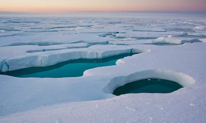 paisajes de hielo en retiro rápido, osos polares navegando canales recién formados, zorros árticos que se estancan para la comida en medio de permafrost expuestos, grietas de hielo marino que se extienden a través de vastas extensiones, lenguas glaciales que se calientan en aguas turquesas, familias inuit que se reubican a terrenos más altos, científicos recolectando muestras de núcleos de hielo fundición, soplos de nie