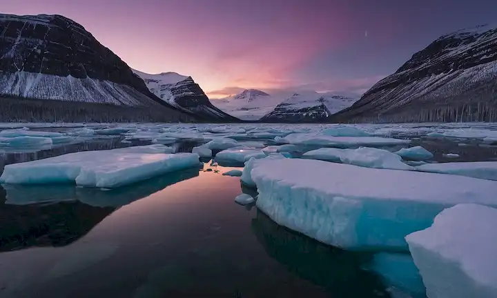 hielos se derriten, suben los niveles del mar, natación de osos polares, cambio de paisaje ártico, glaciares grietas, cambios de corrientes oceánicas, alteración de patrones climáticos globales, aurora borealis flickering, intensificación del sol de medianoche, luces del norte bailando