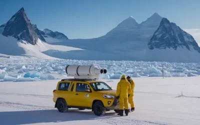 paisaje de hoja de hielo con montañas glaciales