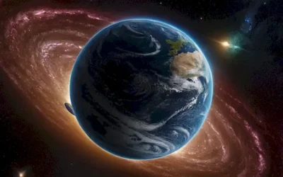 globo 3D con núcleo de hierro en el centro