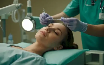 Unas manos profesionales de la medicina que sostienen una jeringa con un brillo suave