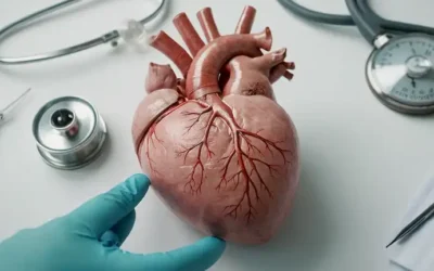 ilustración 3D de un corazón de cerdo en un fondo blanco