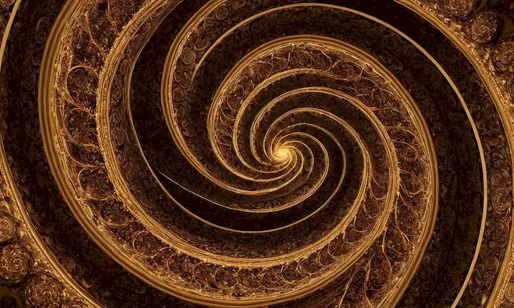 3D formas fractales, espirales infinitas, líneas de números que se extienden en infinito, patrones de geometría interminables, nubes giratorias de dígitos, curvas continuas y patrones ocultos
