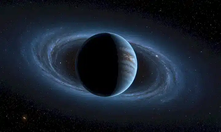 curvatura 3D del tiempo espacial con objetos masivos tejidos de guerra, galaxia en el fondo, vectores espaciales y temporales intersectiendo en un punto, ondas gravitacionales radiando desde el centro, sombras o distorsiones alrededor de cuerpos celestes, representación abstracta de conceptos matemáticos