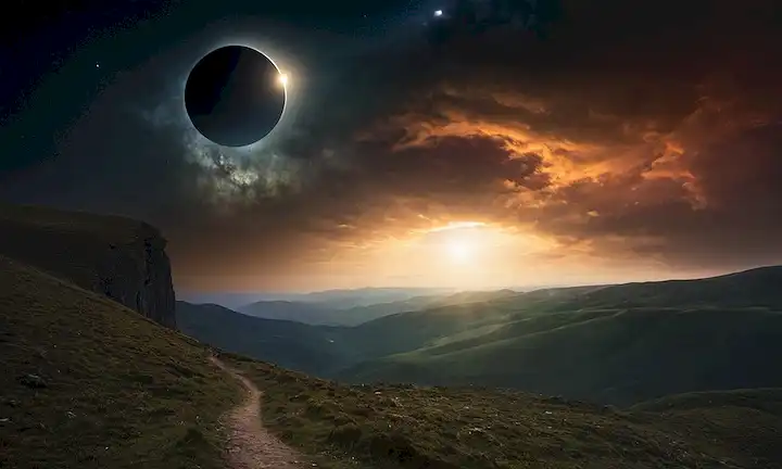 Una escena de eclipse majestuosa con