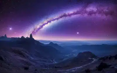 Paisaje cósmico con galaxias en movimiento