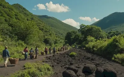 Paisaje cizalloso con rocas volcánicas