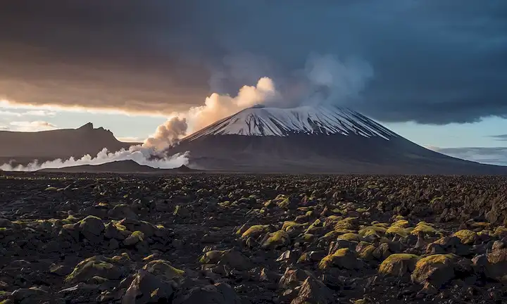 Un majestuoso paisaje islandés con montañas cubiertas de nieve