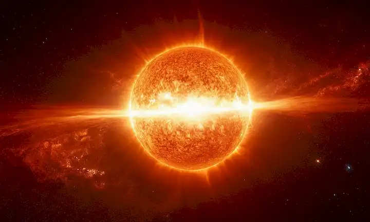 2 soles brillantes, luces solares, colores vibrantes, movimiento dinámico, energía explosiva, cuerpos celestes, fenómeno espacial, luz radiante, actividad cósmica