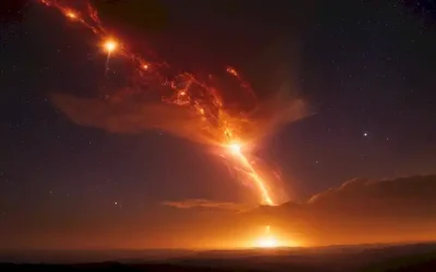 2 flashes brillantes en el cielo oscuro