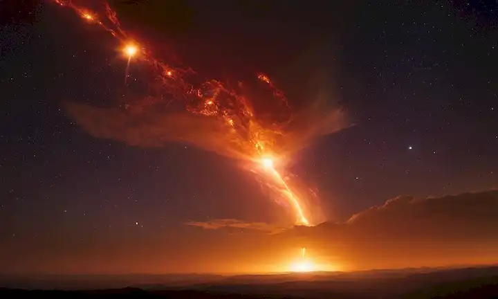 2 flashes brillantes en el cielo oscuro