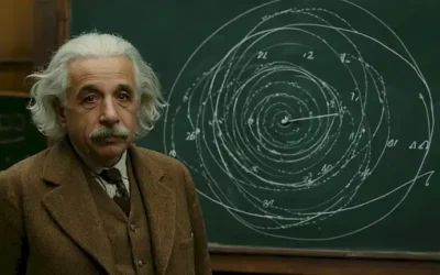 1915 página de calendario con estrellas y planetas orbitando una cara de reloj