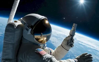 nave espacial que se eleva a través de la órbita
