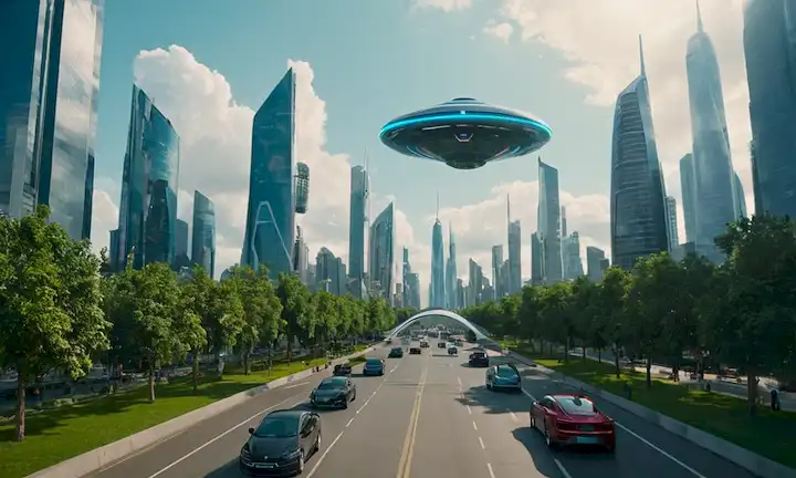 Paisaje urbano futurista en 3D con rascacielos impresionantes
