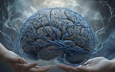 Escaneos cerebrales 3D en tonos azules y grises
