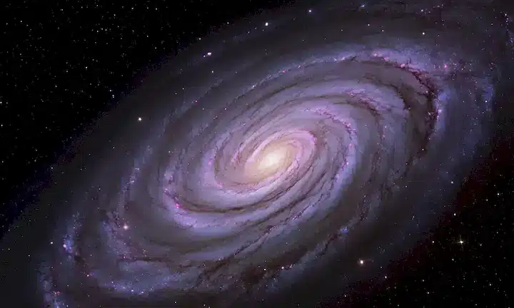 Galaxia púrpura giratoria, cadenas cósmicas, filamentos de materia oscura, regiones de carga estelar, galaxias aceleradoras, ondas de gravedad, vórtice cósmico, nubes celestiales, expansión acelerada