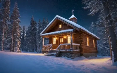 Bosque de nieve con árboles torrentes
