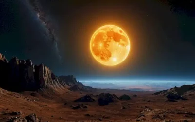 3D renderizado de un planeta terrestre con terreno rocoso