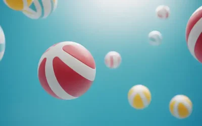 6 bolas flotando en el aire medio