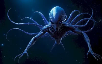 ilustración 3D de una criatura como alienígena sin órganos o extremidades visibles