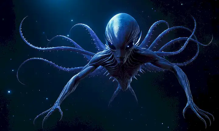 ilustración 3D de una criatura como alienígena sin órganos o extremidades visibles