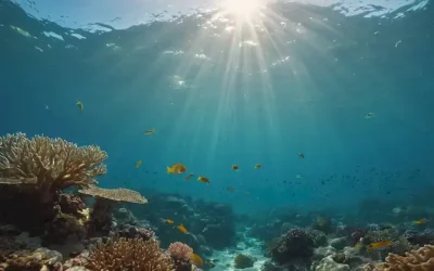 Pescado 3D nadando rápidamente bajo el agua