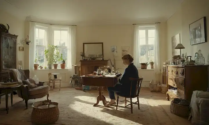 Una persona reflexionando en una habitación brillante y espaciosa, con sutiles toques de nostalgia, rodeada de objetos dispersos de diferentes épocas, transmitiendo tanto la curiosidad como el escepticismo, puesto en un fondo cálido y reconfortante con sombras suaves, evocando un sentido de introspección y contemplación