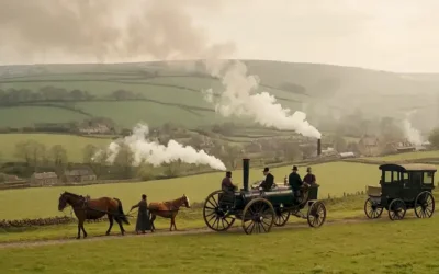 Paisaje en Inglaterra del siglo XVIII con colinas rodantes